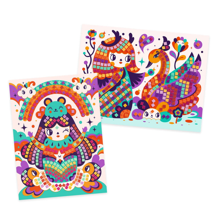 Djeco | Mozaïek | Kunst op Nummer | Glitter| Kokeshi | 5 - 8 jaar