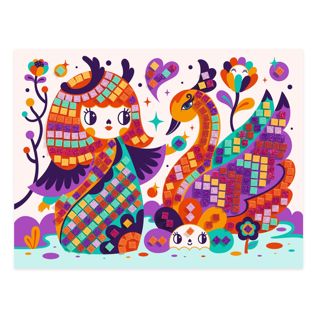 Djeco | Mozaïek | Kunst op Nummer | Glitter| Kokeshi | 5 - 8 jaar