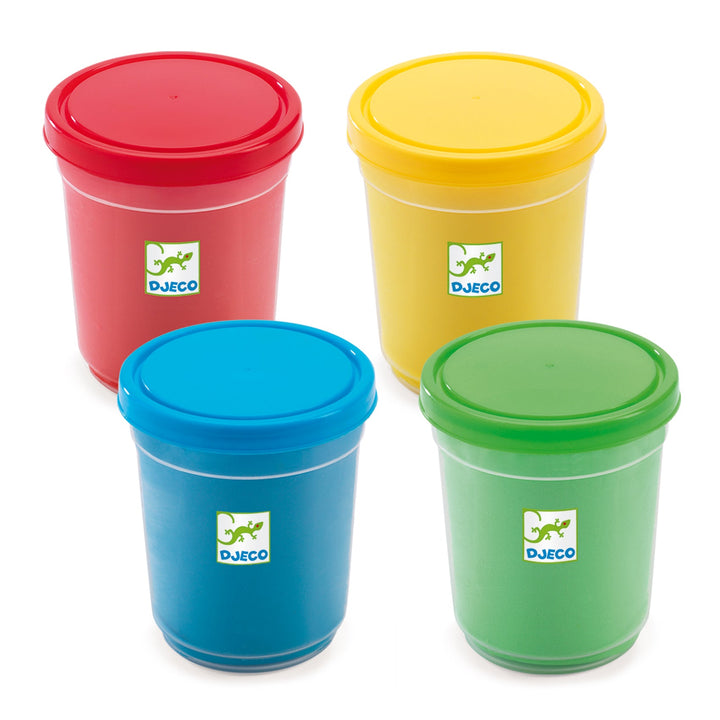 Djeco | 4 Tubs of Play Dough | Boetseerklei | 18 mnd+ - Kleine Eland