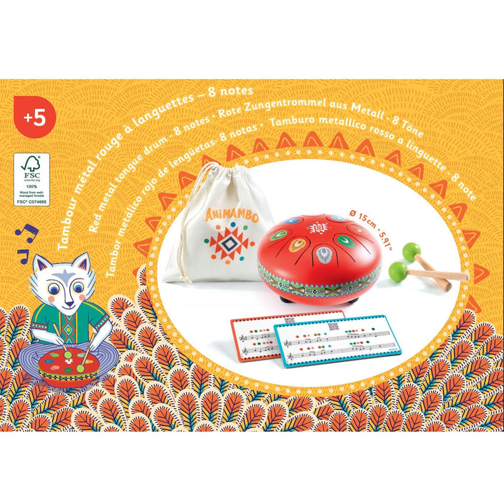 Djeco | Animambo | Rode Tongue Drum | 5+ - Kleine Eland