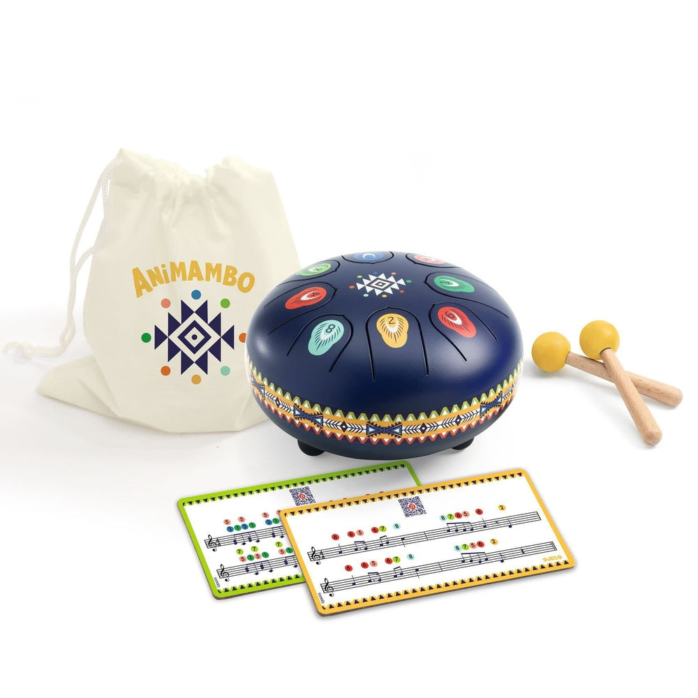 Djeco | Animambo | Trommel | Metal Tongue Drum | 8 Toons | 15 x 8 cm | 5+ - Kleine Eland