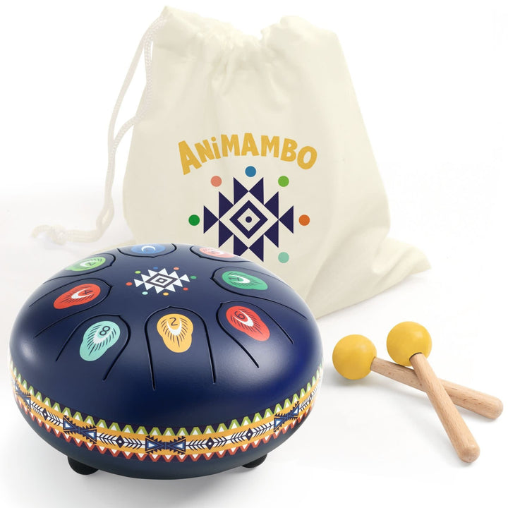 Djeco | Animambo | Trommel | Metal Tongue Drum | 8 Toons | 15 x 8 cm | 5+ - Kleine Eland