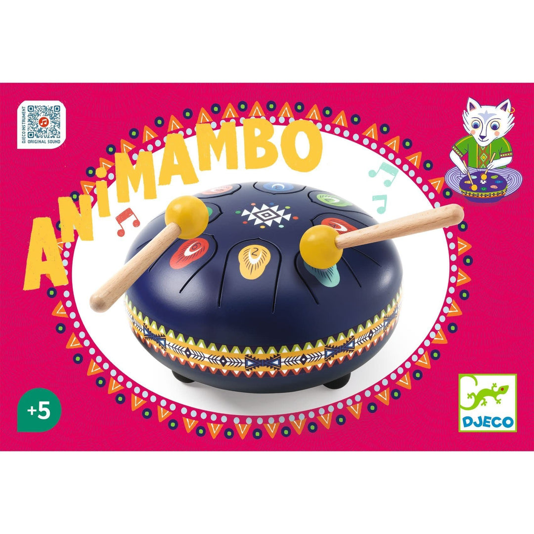 Djeco | Animambo | Trommel | Metal Tongue Drum | 8 Toons | 15 x 8 cm | 5+ - Kleine Eland
