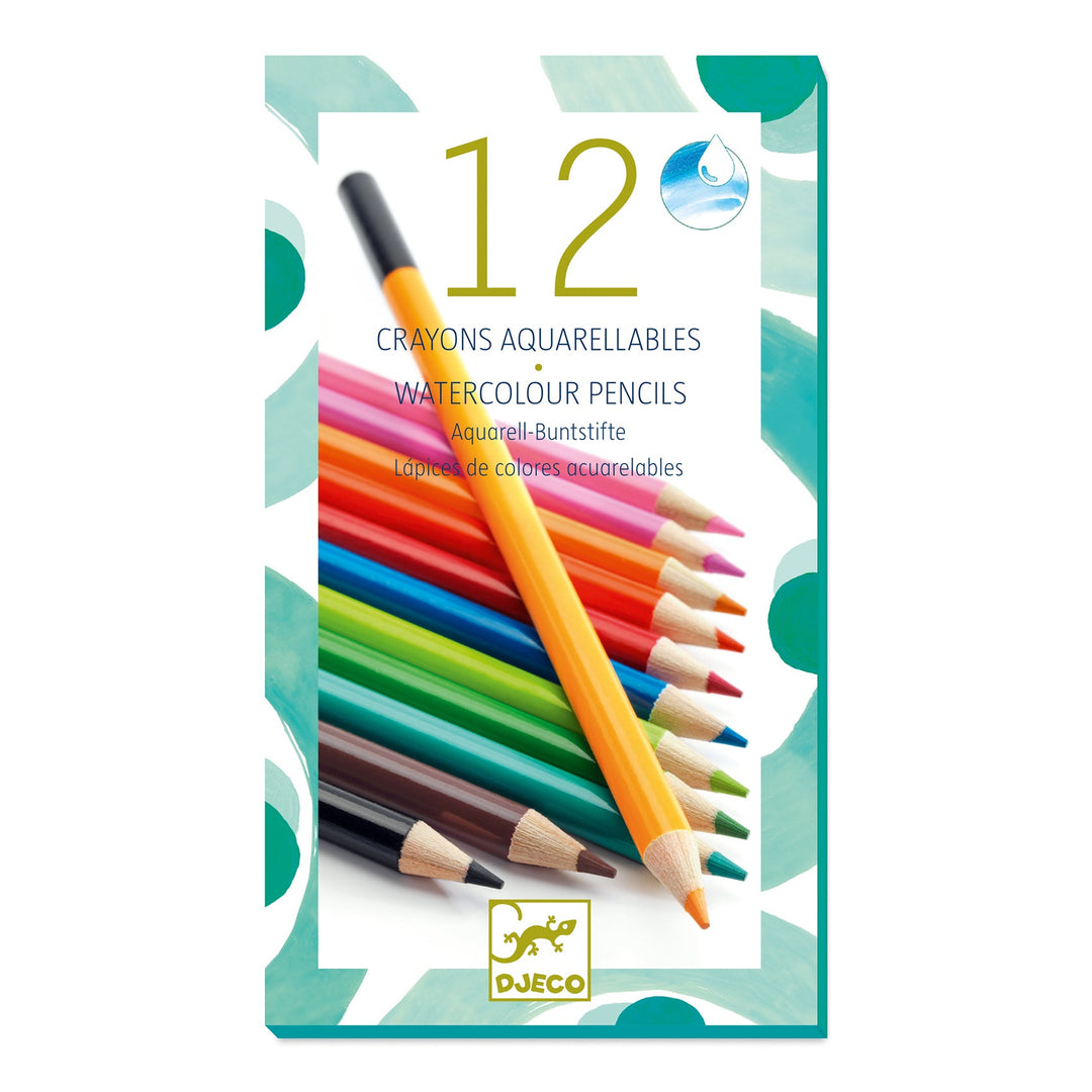 Djeco | Aquarelpotloden | 12 stuks | Classic | 6+ - Kleine Eland