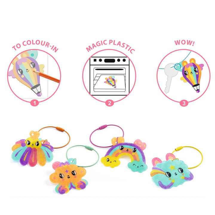 Djeco | Artistic | Kawaii Keyring | Krimpfolie Sleutelhangers | 6+ - Kleine Eland