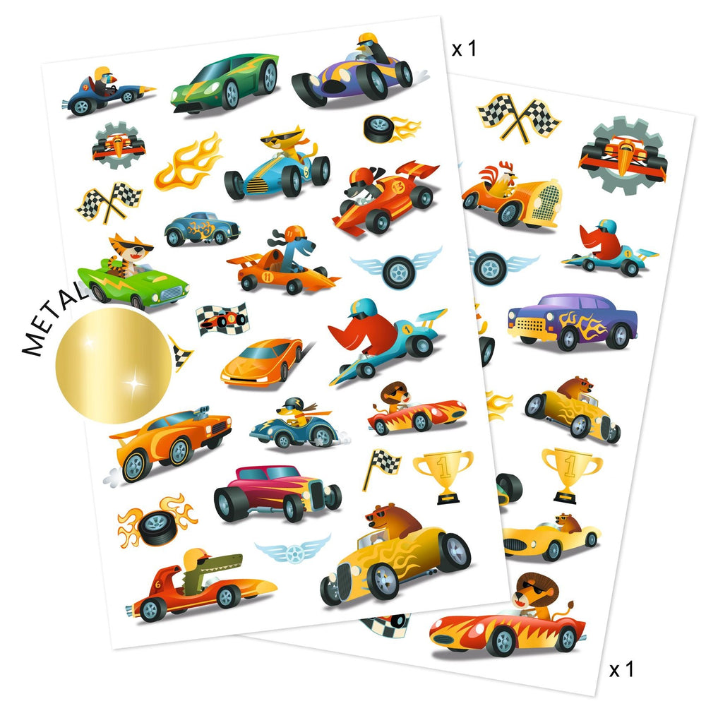 Djeco | Body Art | Raceauto's | Tijdelijke Tatoeages | 3+ - Kleine Eland