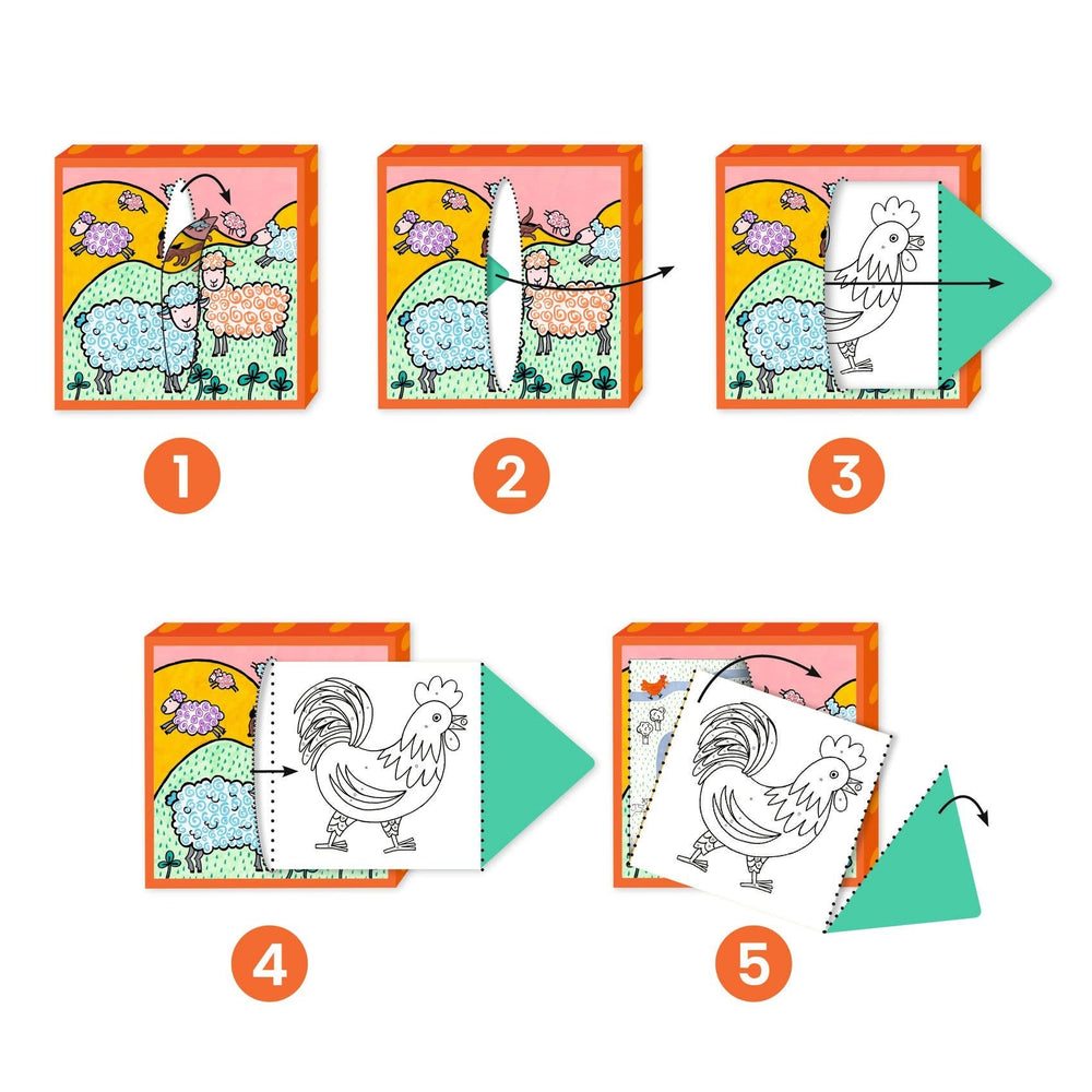 Djeco | Colouring Activity | Kleurverdeler | Boerderij | 3 - 6 jaar - Kleine Eland