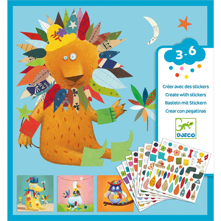 Djeco | Create Animals | Dieren aankleden met stickers | 3-6 jaar - Kleine Eland