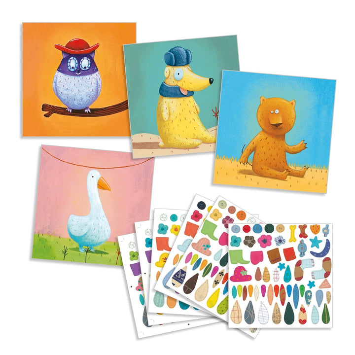 Djeco | Create Animals | Dieren aankleden met stickers | 3-6 jaar - Kleine Eland
