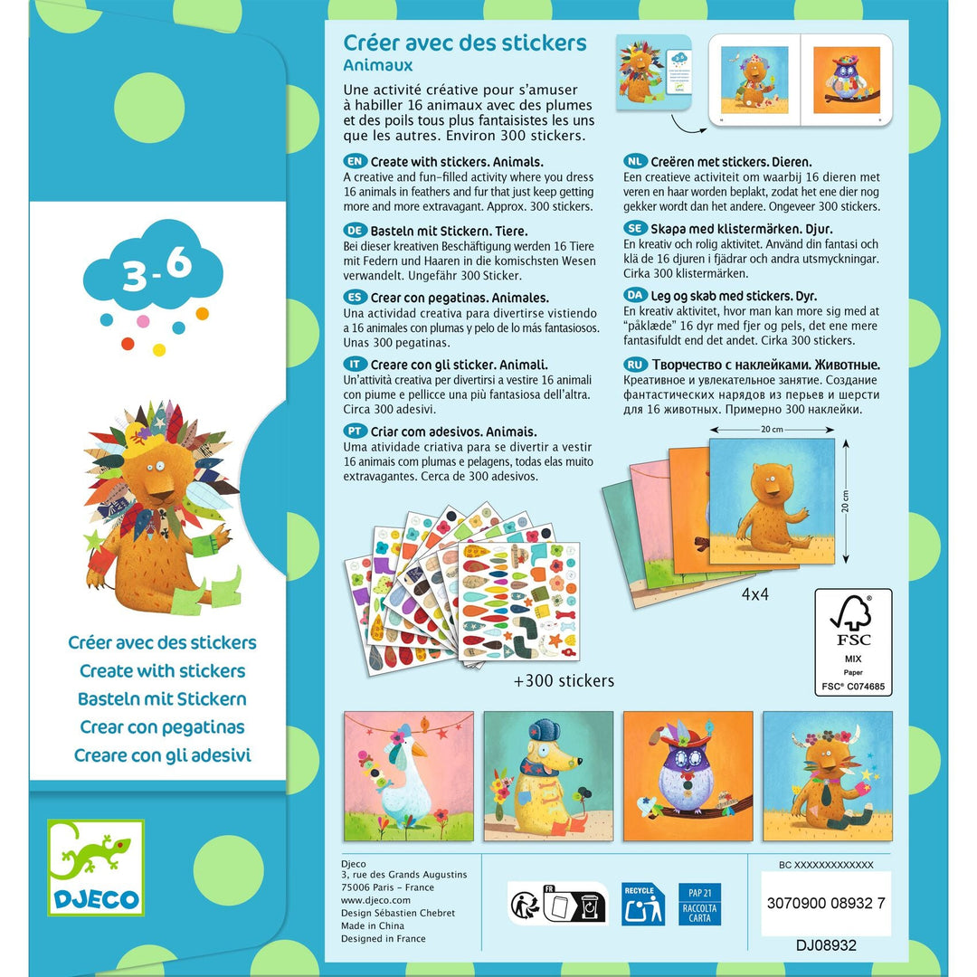 Djeco | Create Animals | Dieren aankleden met stickers | 3-6 jaar - Kleine Eland