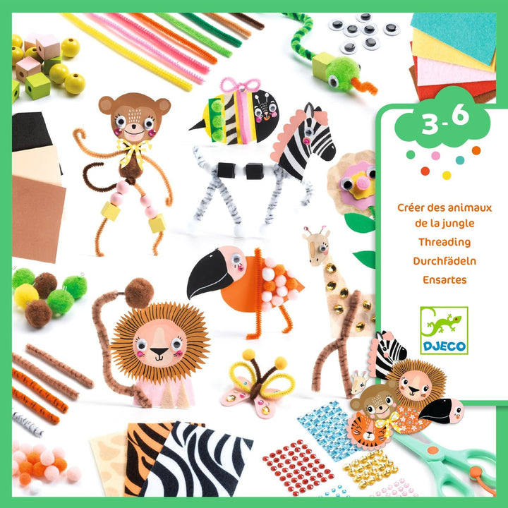 Djeco | Creativity Kit | Threading | Wild Animals | 3 - 6 jaar - Kleine Eland
