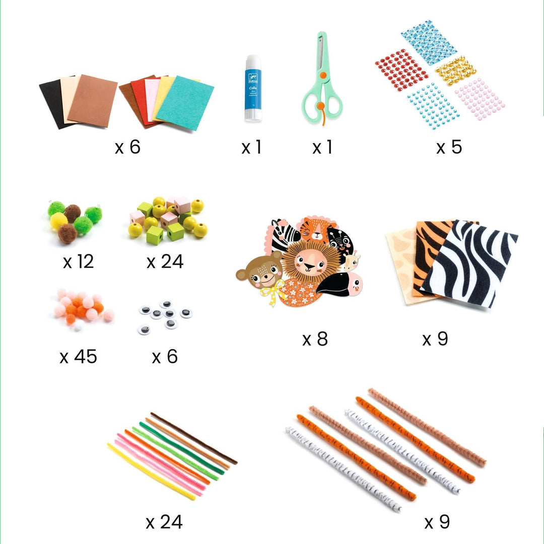 Djeco | Creativity Kit | Threading | Wild Animals | 3 - 6 jaar - Kleine Eland