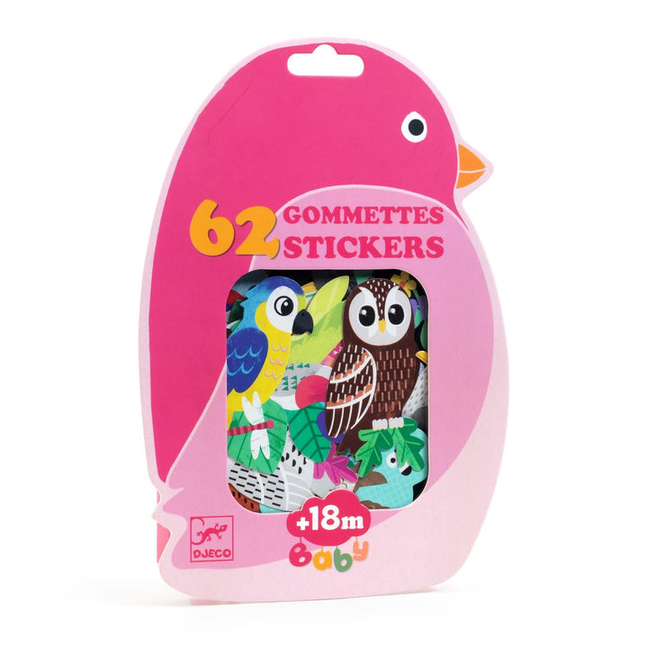 Djeco | Dikke Herbruikbare Stickers | 62 delig | Vogels | + 18 mnd - Kleine Eland