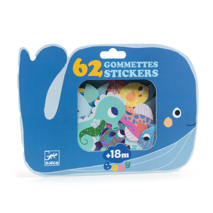Djeco | Dikke Herbruikbare Stickers | 62 delig | Zeedieren | + 18 mnd - Kleine Eland