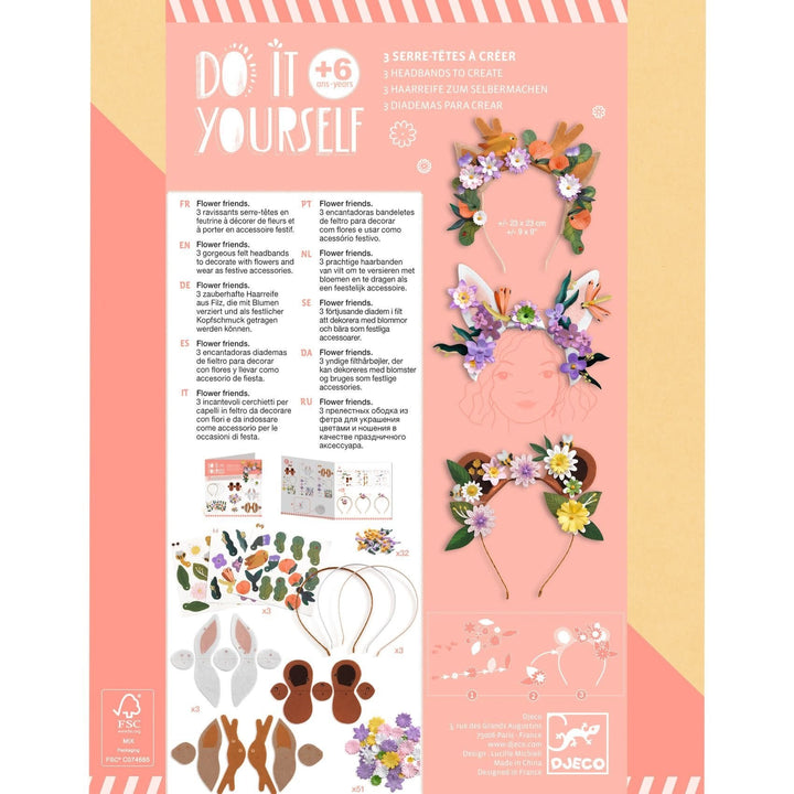 Djeco | Do it Yourself | 3 Headbands | Flower Friends | 6+ - Kleine Eland