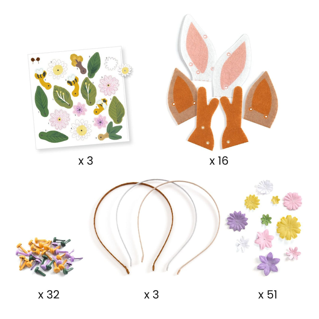 Djeco | Do it Yourself | 3 Headbands | Flower Friends | 6+ - Kleine Eland