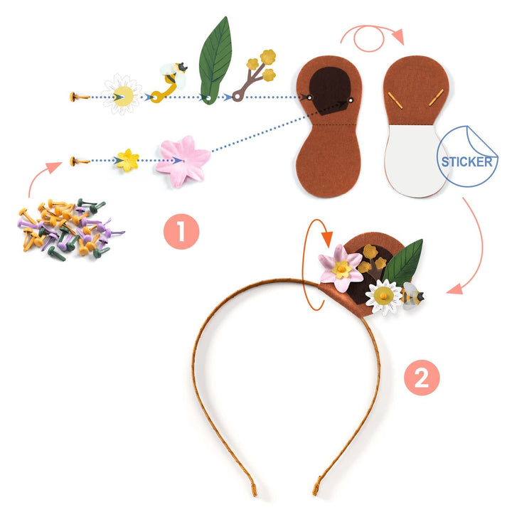 Djeco | Do it Yourself | 3 Headbands | Flower Friends | 6+ - Kleine Eland