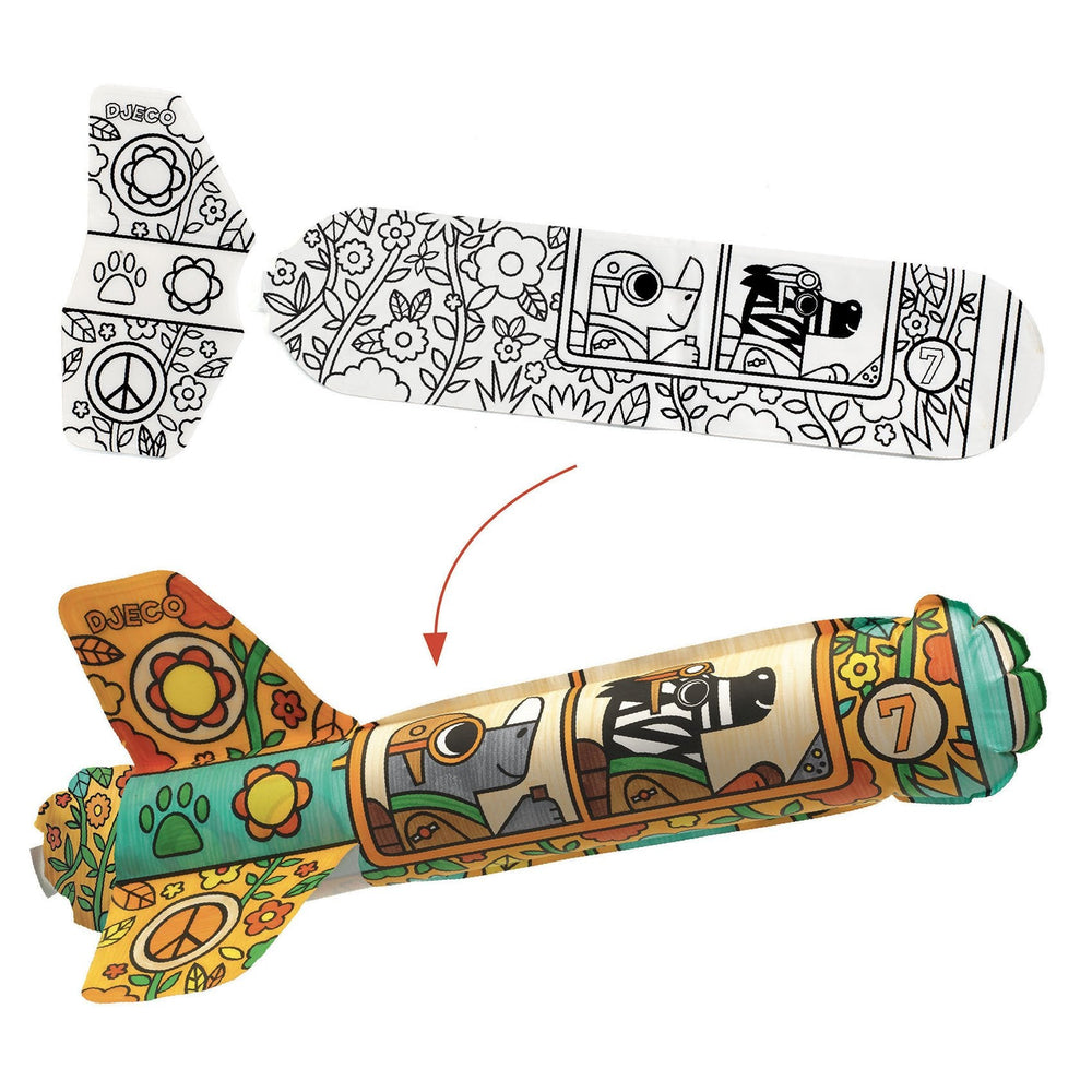 Djeco | Do it Yourself | Three Rocket Ships to Color In | To the Sky | 4 - 8 jaar - Kleine Eland