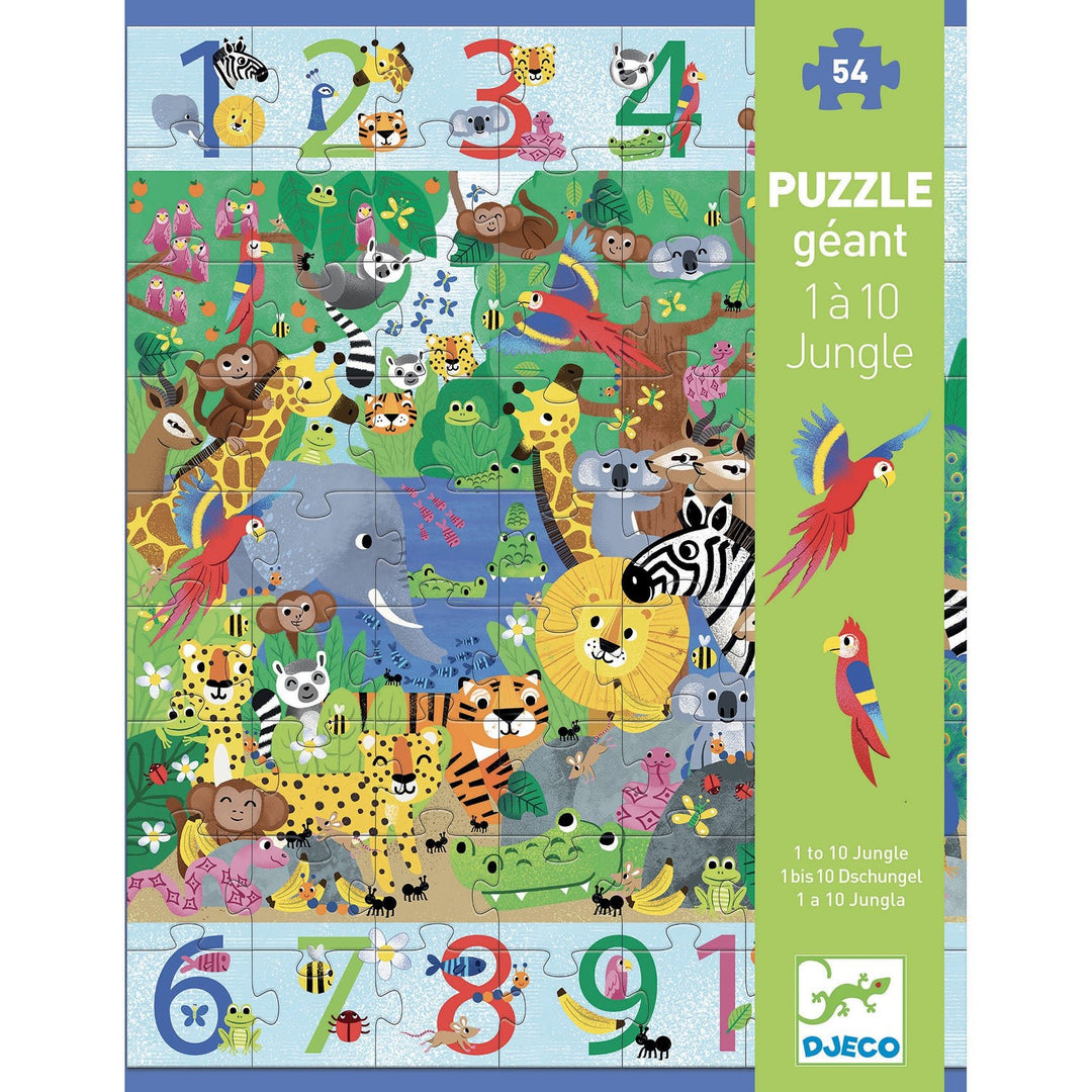 Djeco | Giant Puzzle | 1 to 10 Jungle | 54 stukjes | 5+ - Kleine Eland