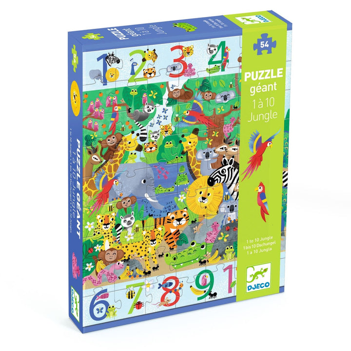 Djeco | Giant Puzzle | 1 to 10 Jungle | 54 stukjes | 5+ - Kleine Eland