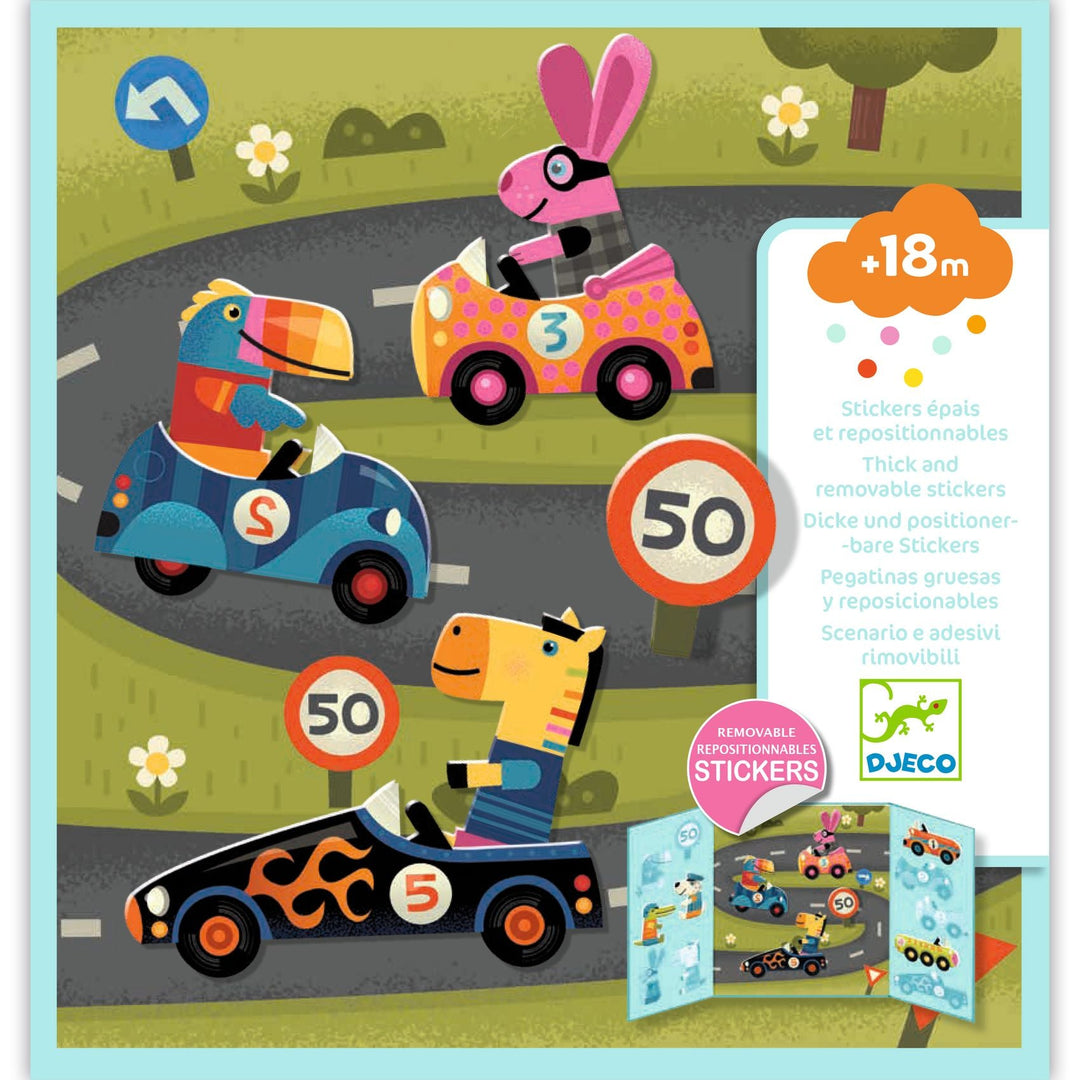 Djeco | Herbruikbare Stickers | Cars | Auto’s | +18 maanden - Kleine Eland