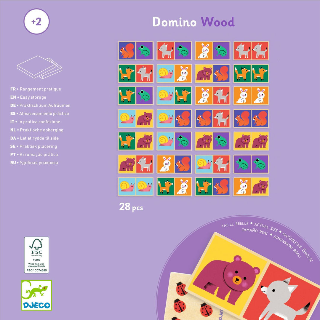 Djeco | Houten Domino | Animals | 28 delig | 2+ - Kleine Eland