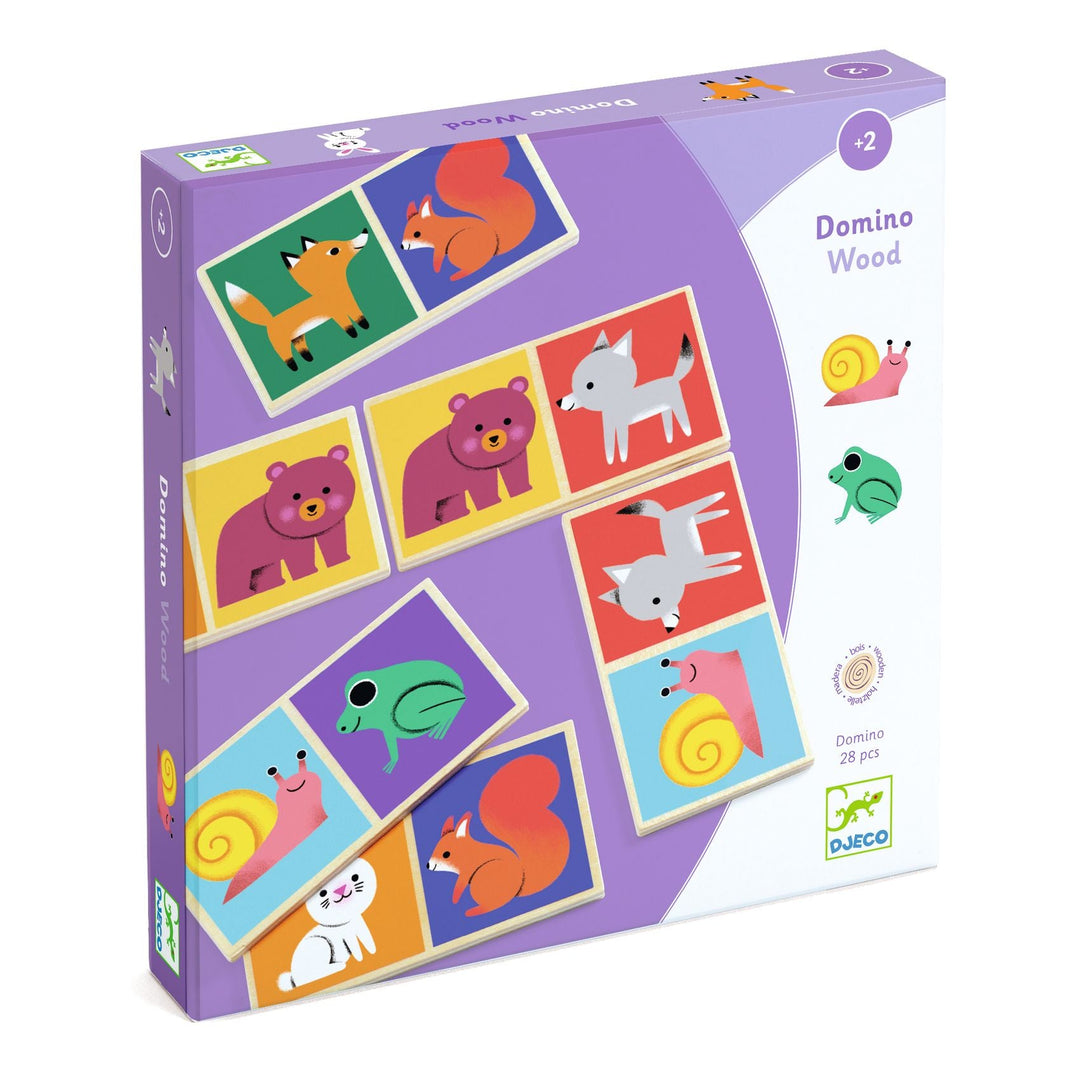 Djeco | Houten Domino | Animals | 28 delig | 2+ - Kleine Eland