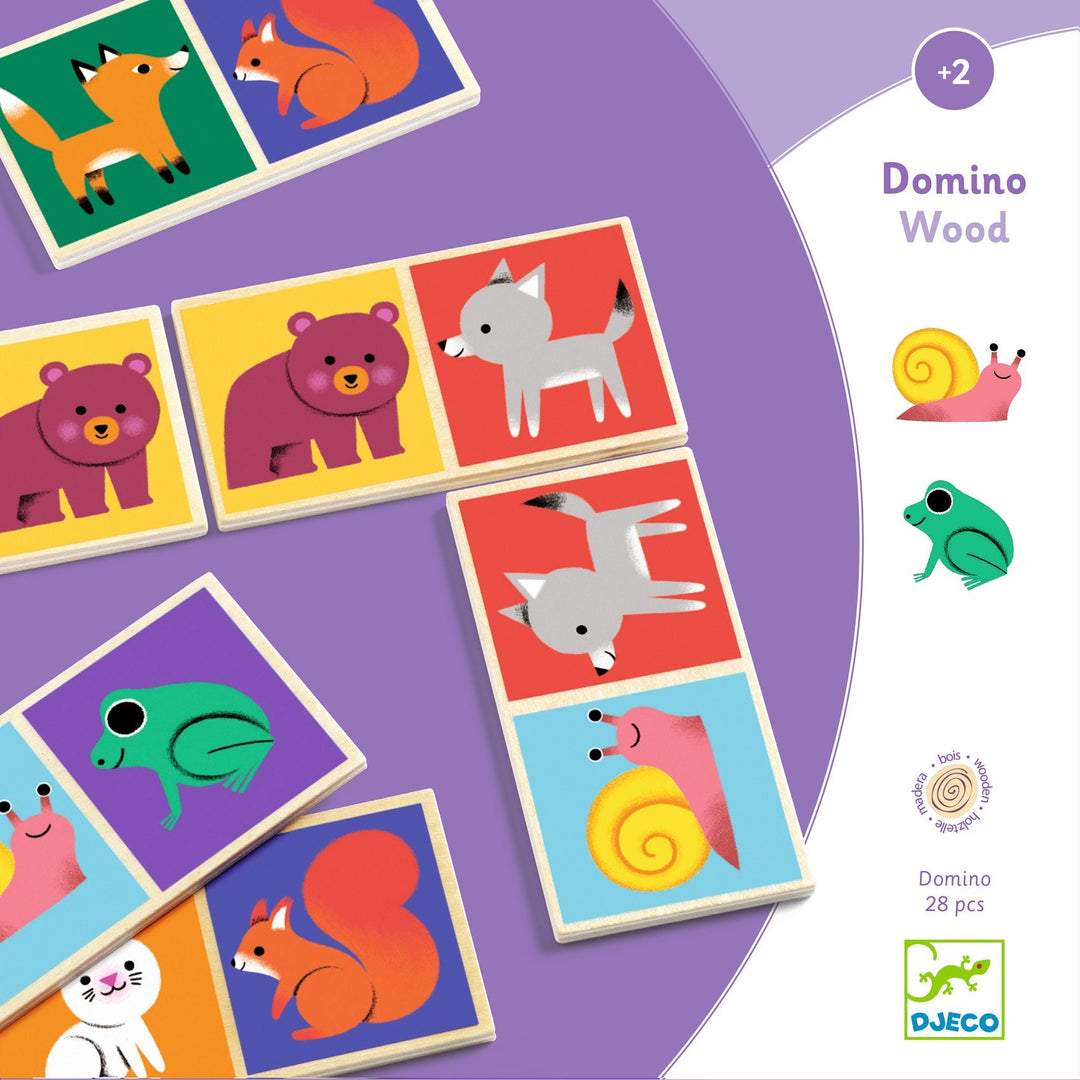 Djeco | Houten Domino | Animals | 28 delig | 2+ - Kleine Eland