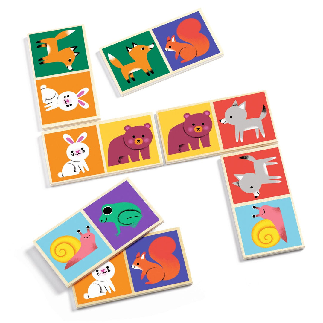 Djeco | Houten Domino | Animals | 28 delig | 2+ - Kleine Eland