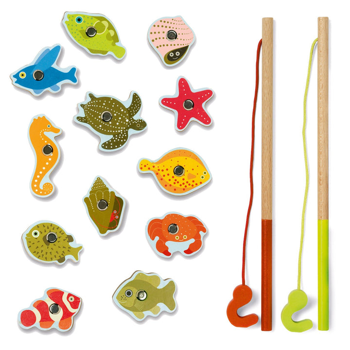 Djeco | Houten Hengelspel | Magnetisch | Fishing Tropic | 2+ - Kleine Eland