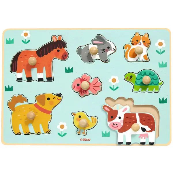 Djeco | Houten Knoppuzzel | Dog'n'Co | 1+ - Kleine Eland