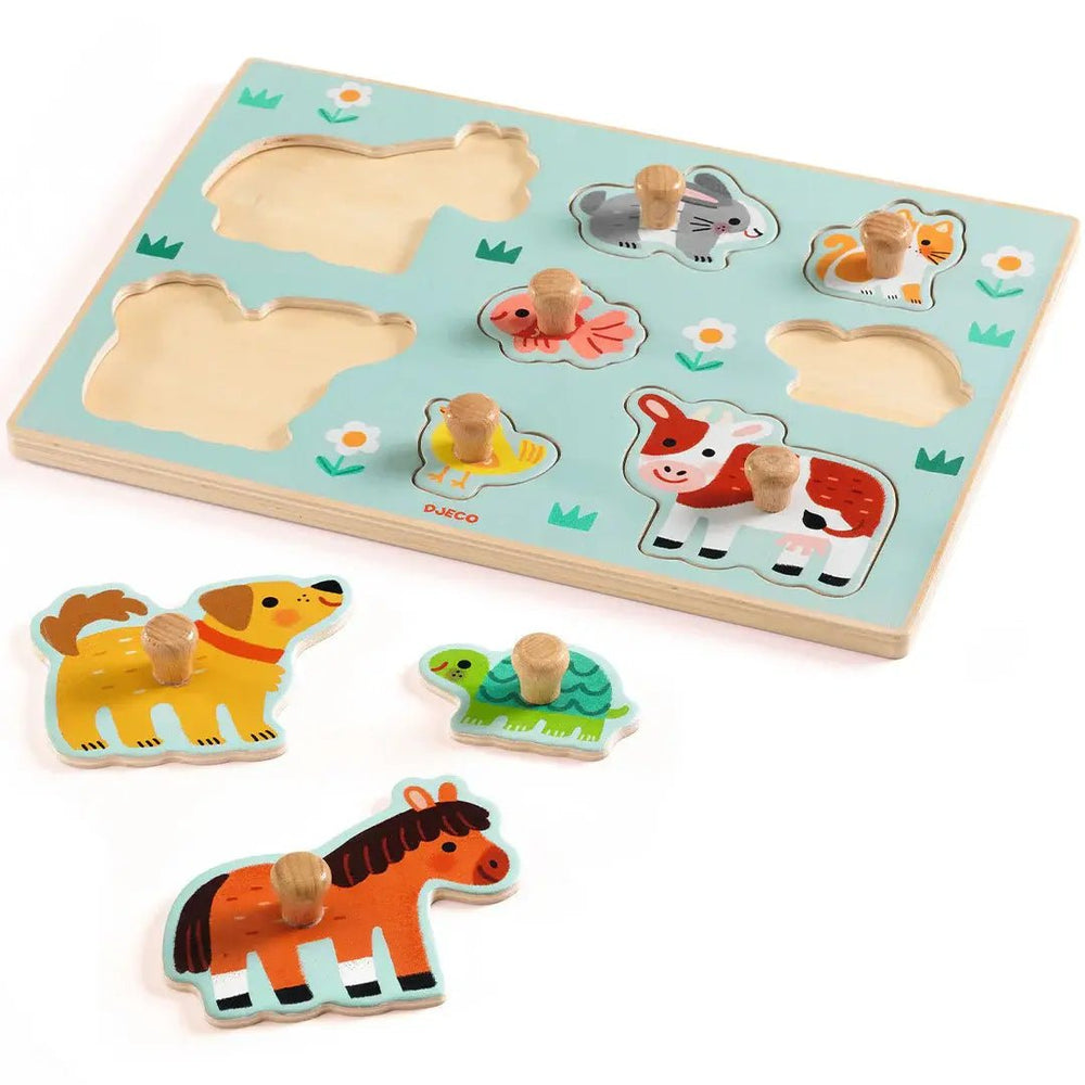 Djeco | Houten Knoppuzzel | Dog'n'Co | 1+ - Kleine Eland