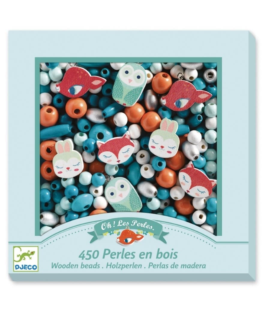 Djeco | Houten Kralen | Kleine Dieren | 450 stuks | 4 - 8 jaar - Kleine Eland