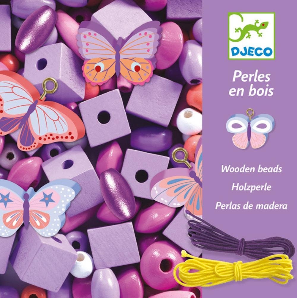 Djeco | Houten Kralen | Wooden beads | Butterfly | 450 stuks | 4 - 8 jaar - Kleine Eland