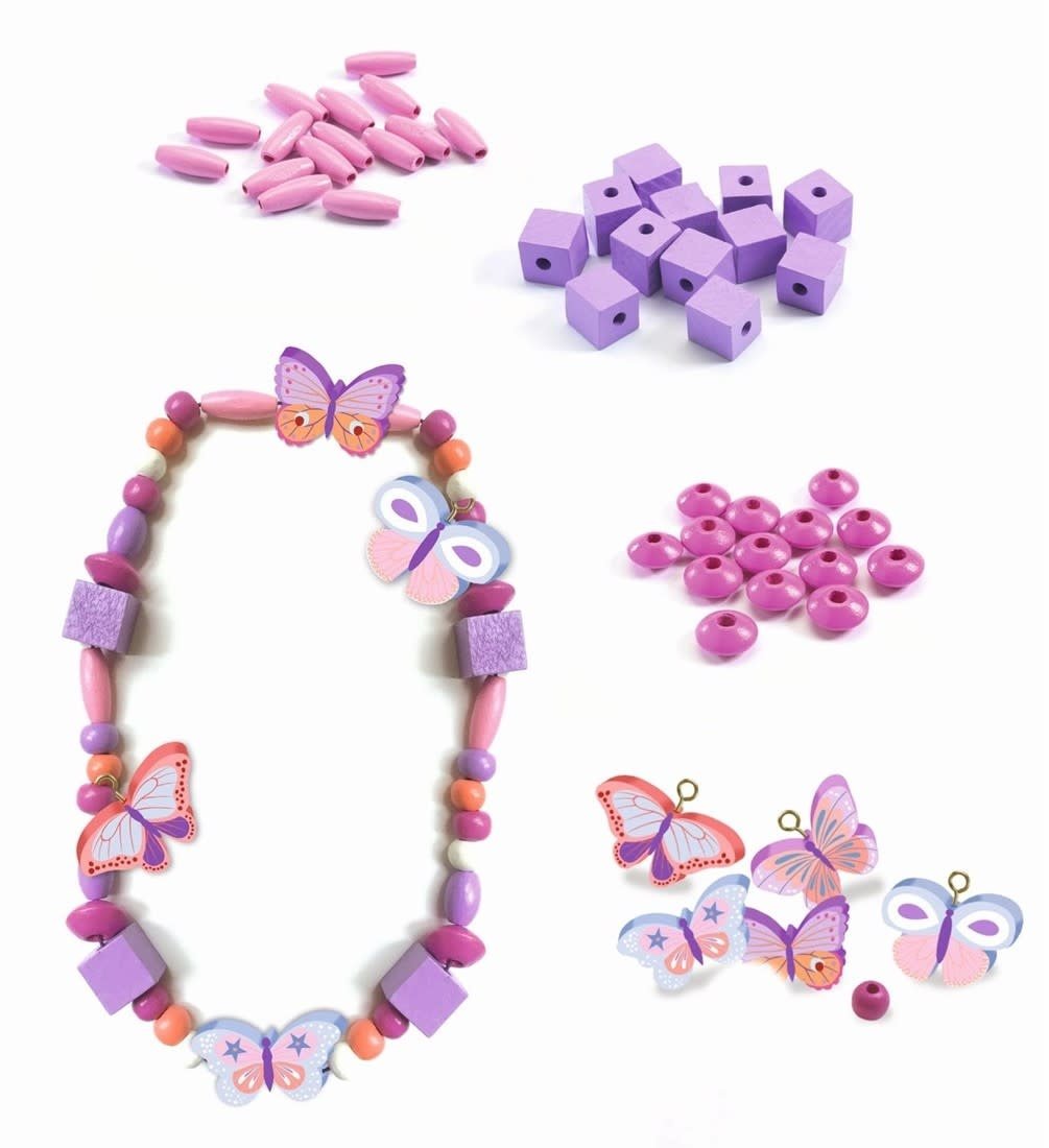 Djeco | Houten Kralen | Wooden beads | Butterfly | 450 stuks | 4 - 8 jaar - Kleine Eland