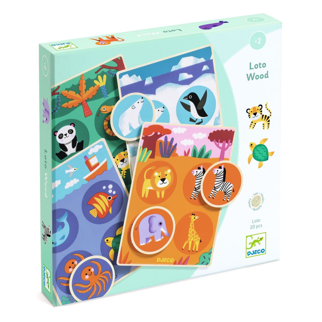 Djeco | Houten Lotto | Animals | 20 delig | 2+ - Kleine Eland