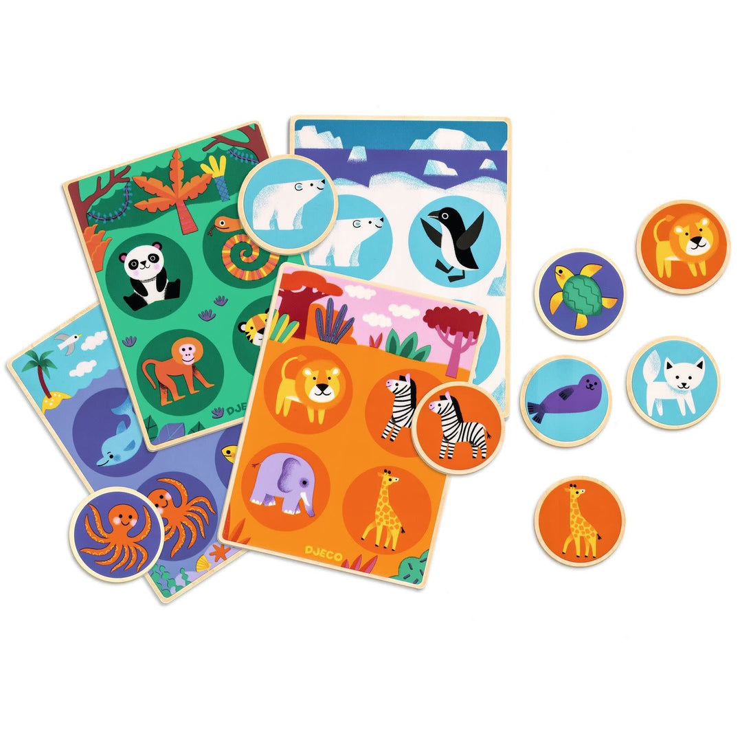 Djeco | Houten Lotto | Animals | 20 delig | 2+ - Kleine Eland