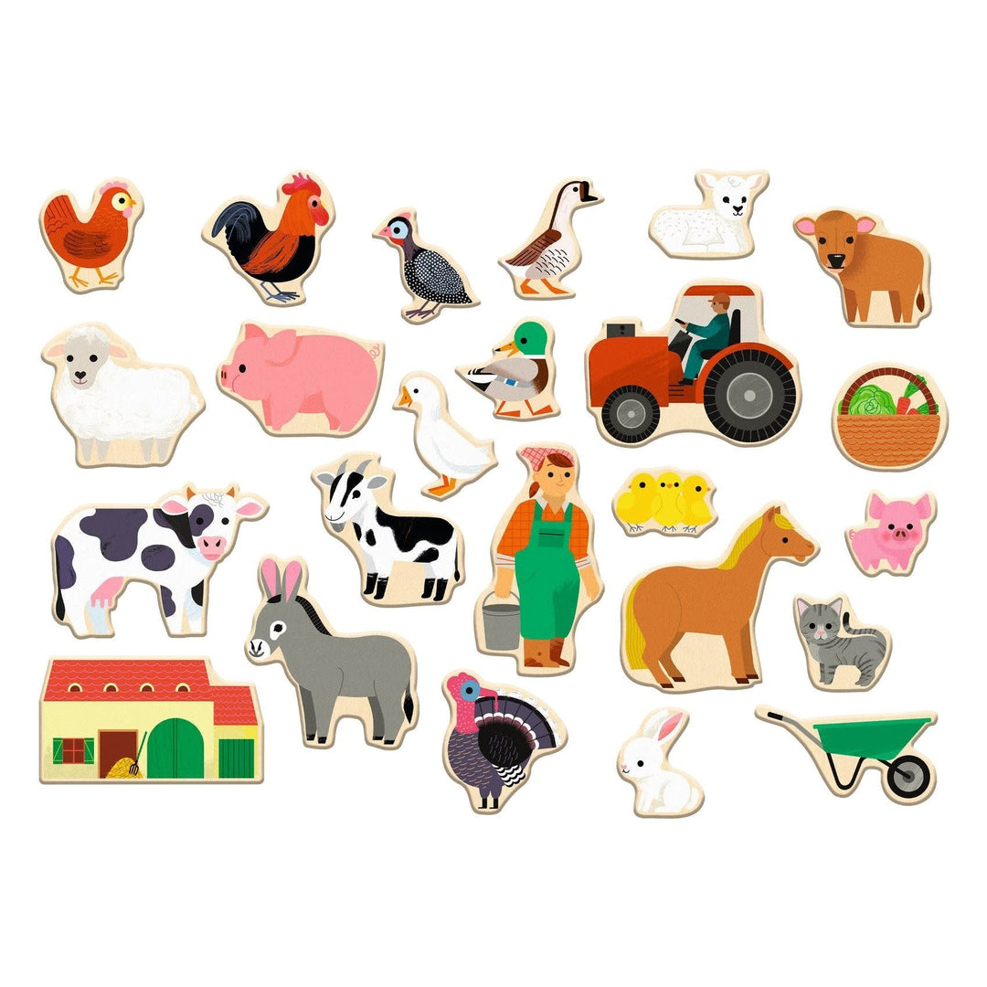 Djeco | Houten Magneten | Farm | Fermix | 24 delig | 2+ - Kleine Eland