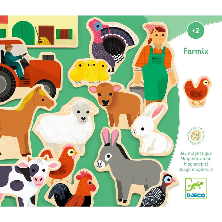 Djeco | Houten Magneten | Farm | Fermix | 24 delig | 2+ - Kleine Eland