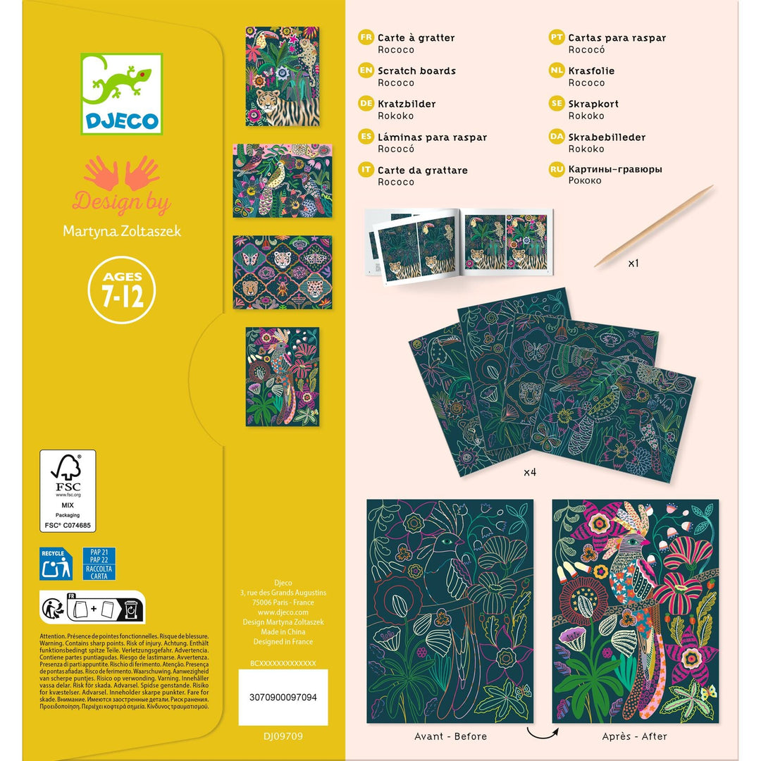 Djeco | Kraskaarten | Neon Rococo | 7-12 jaar - Kleine Eland