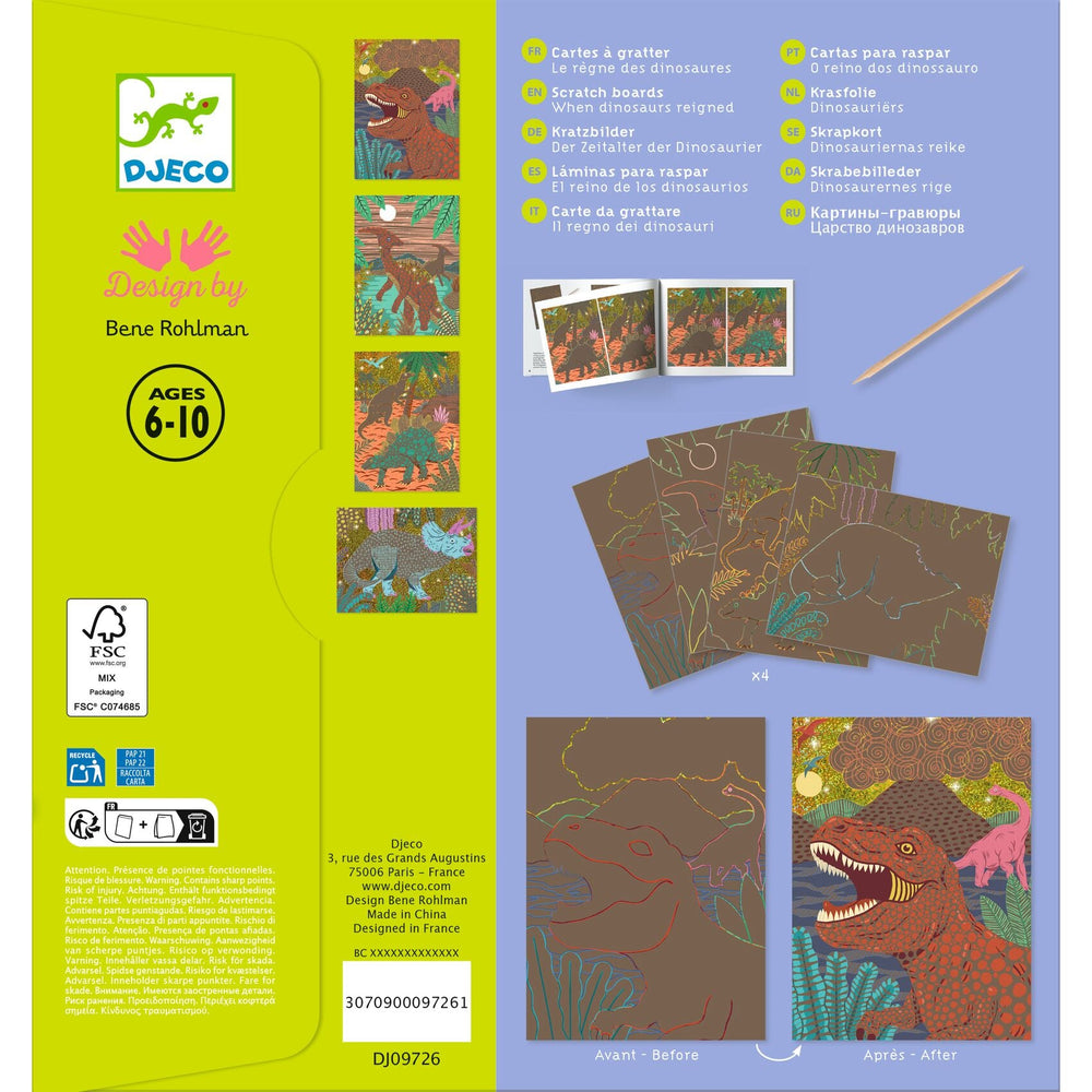 Djeco | Kraskaarten | When Dinosaurs Reigned | Goud | 6-10 jaar - Kleine Eland