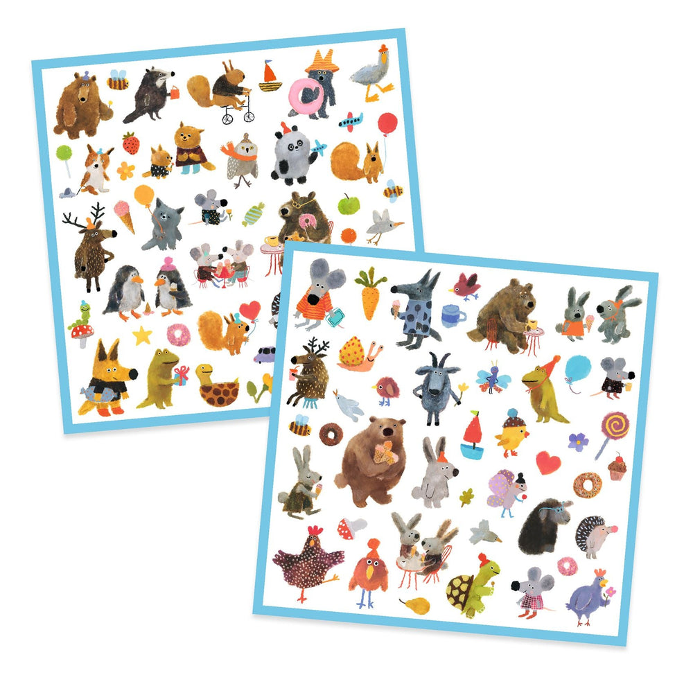 Djeco | Les Petits Cadeaux des Grands | Stickervellen Fluffy Friends | 4+ - Kleine Eland