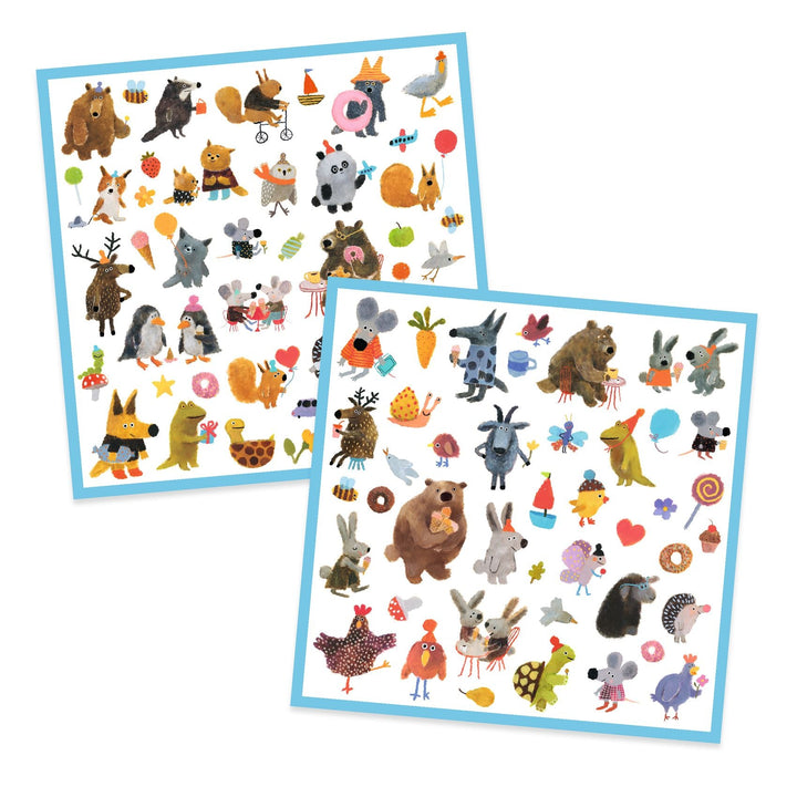 Djeco | Les Petits Cadeaux des Grands | Stickervellen Fluffy Friends | 4+ - Kleine Eland