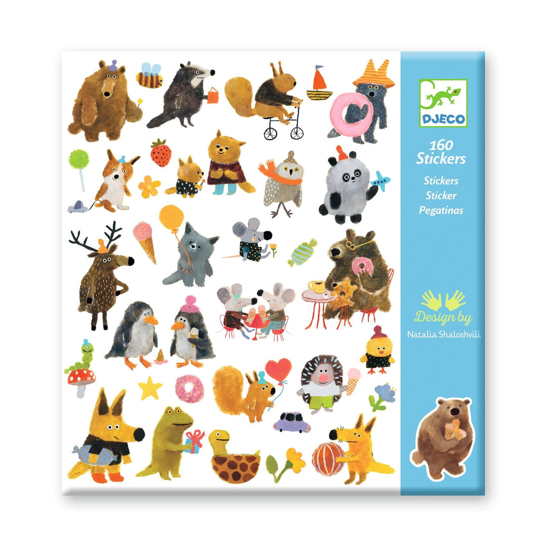 Djeco | Les Petits Cadeaux des Grands | Stickervellen Fluffy Friends | 4+ - Kleine Eland