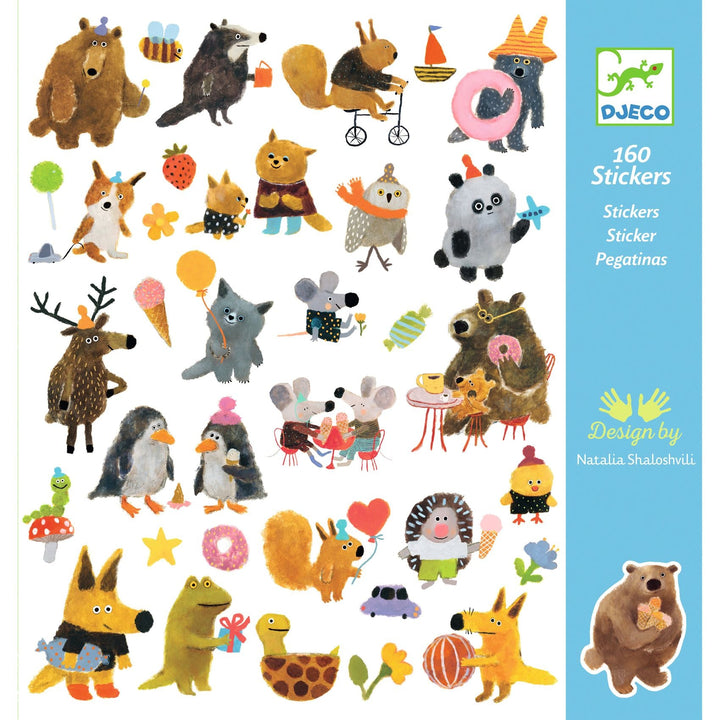 Djeco | Les Petits Cadeaux des Grands | Stickervellen Fluffy Friends | 4+ - Kleine Eland