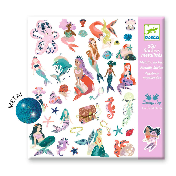 Djeco | Les Petits Cadeaux des Grands | Stickervellen Glinsterende Zeemeerminnen | 4+ - Kleine Eland