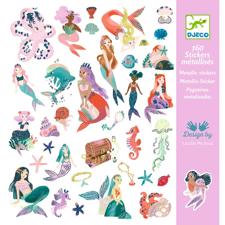 Djeco | Les Petits Cadeaux des Grands | Stickervellen Glinsterende Zeemeerminnen | 4+ - Kleine Eland
