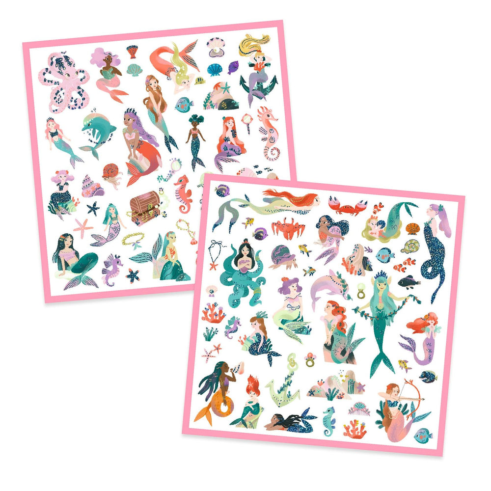 Djeco | Les Petits Cadeaux des Grands | Stickervellen Glinsterende Zeemeerminnen | 4+ - Kleine Eland