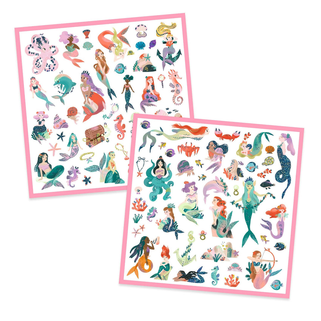 Djeco | Les Petits Cadeaux des Grands | Stickervellen Glinsterende Zeemeerminnen | 4+ - Kleine Eland