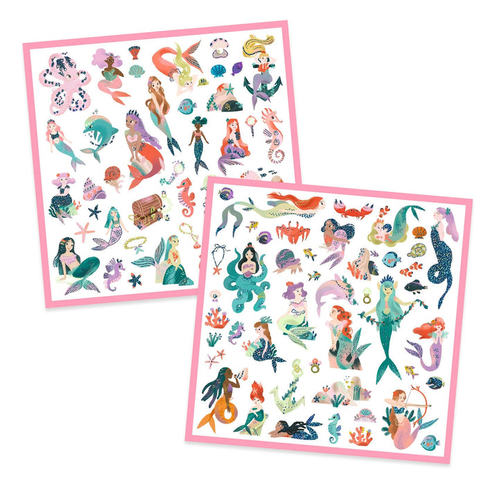 Djeco | Les Petits Cadeaux des Grands | Stickervellen Glinsterende Zeemeerminnen | 4+ - Kleine Eland